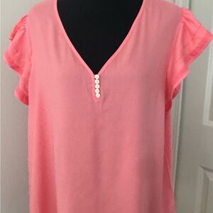 Ann Taylor Women's Pink V-Neck Top